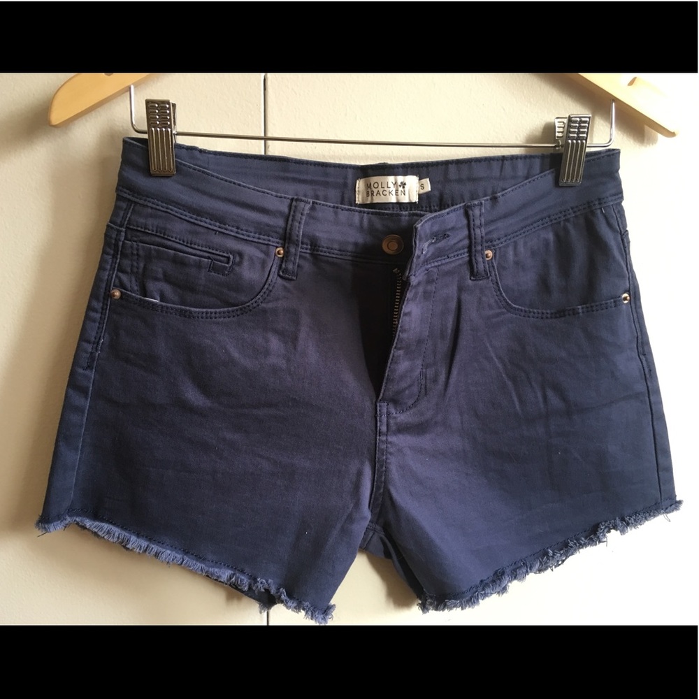 Molly Bracken navy twill cutoff shorts